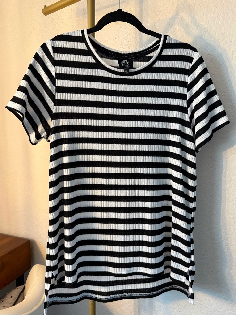 Black & White Striped Ribbed T-Shirt